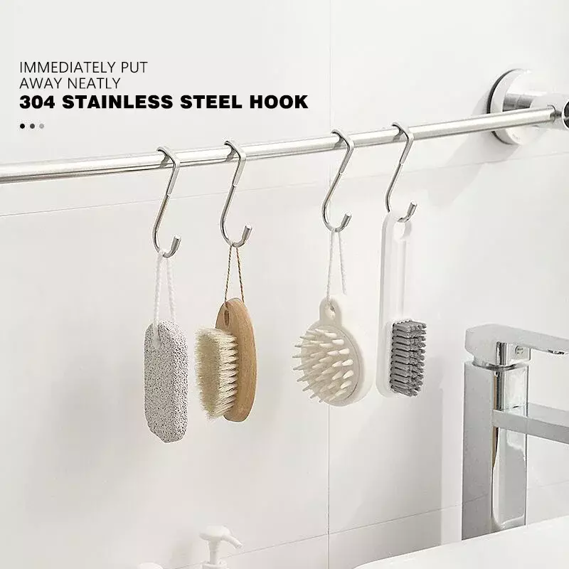 Hooks Door Hook S-shaped Towel Bag Hook Stainless Steel Cabinet Hooks Kitchen Bathroom Cabinets Home Storage Organization Garden