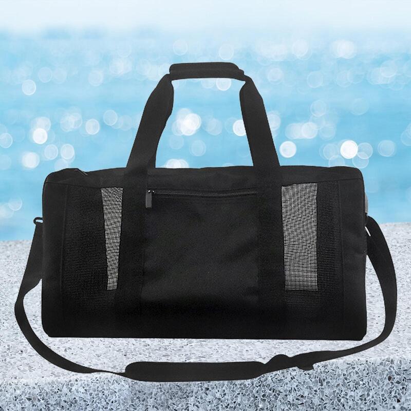 Mesh Gym Bag Zipper Closure Workout Gym Accessories Easy Dry Detachable Strap Multifunctional Outdoor Exercise Bag Sports Bags