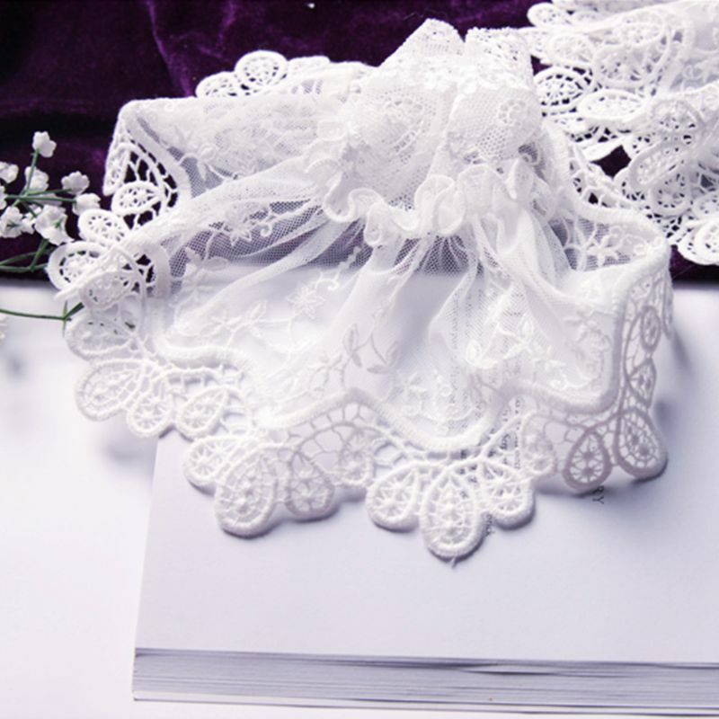 Female Girls Sweater Decorated Fake Sleeves Hollow Out Crochet Floral Lace Horn Cuffs Embroidery Flounces Elastic Wrist