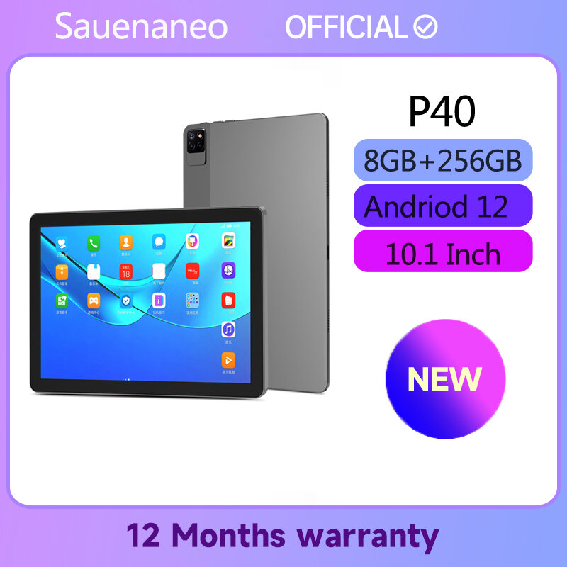 Sauenaneno планшет на Android 12, восемь ядер, экран 10,1 дюйма, 8 ГБ + 256 ГБ