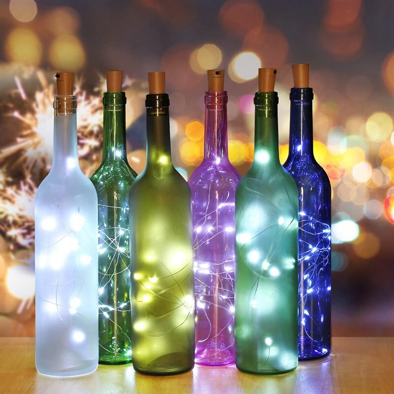 Lampu botol anggur 10 PCS, lampu kerajinan gabus dekoratif untuk dekorasi botol DIY pesta ulang tahun pernikahan