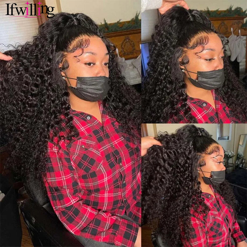 28 30 Inch 250 Density Deep Wave Frontal Wig 13x6 HD Transparent Lace Human Hair Curly 5x5 Glueless Closure Wig For Black Women