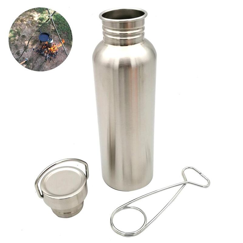 Botella de Camping con asa de gancho, tapa de taza de agua grande, hervidor deportivo resistente al calor, suministros de caza de supervivencia al aire libre, 500ml