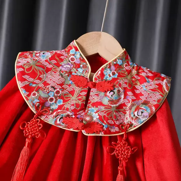10 Color Baby Girls Cheongsam Hanfu Dresses With Pants Cute Embroidery Children Clothes Birthday Christmas New Year Costume Gift