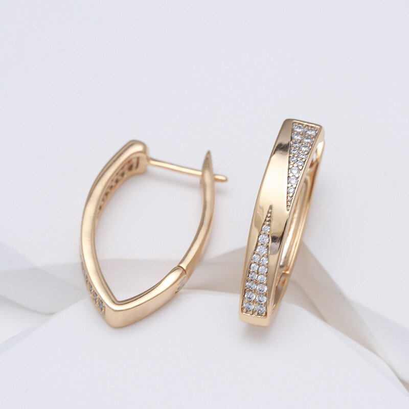 SYOUJYO anting-anting Hoop emas mawar 585 trendi untuk wanita perhiasan pernikahan pengantin antik anting-anting Inggris mewah zirkon kubik