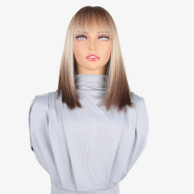 SNQP 36 см короткий прямой парик блонд и коричневый новый стильный парик для женщин ежедневный Косплей фотостойкий естественный вид