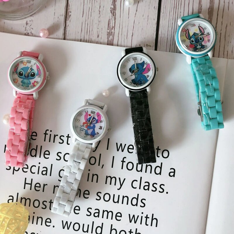 Модные детские часы с диснеевским стежком для девочек, женские часы с мультяшным анимационным рисунком для детей, кварцевые часы, студенческие игрушки, подарок, reloj infantil