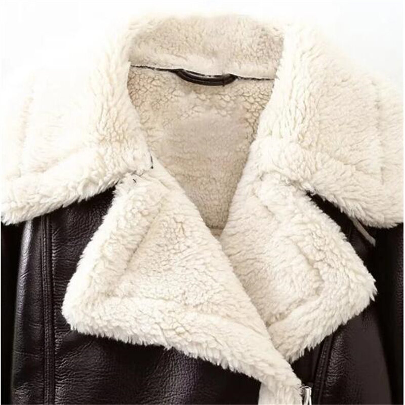 ZXRYXGS jaket pendek Pu Premium mantel modis musim gugur musim dingin 2023 kerah baru mantel tren pakaian wanita yang dipersonalisasi