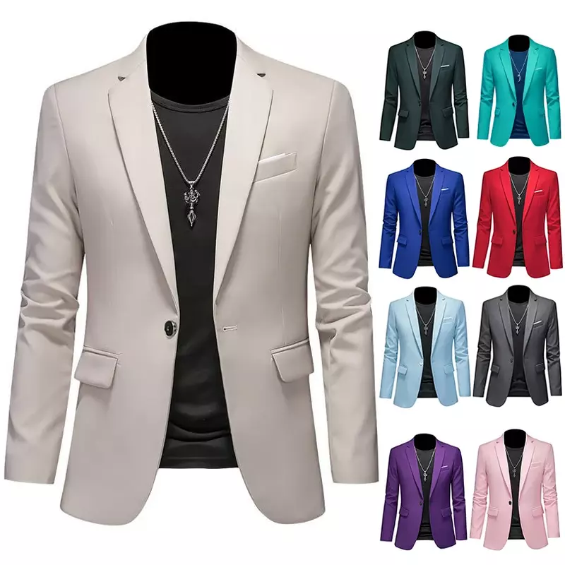Butik gaun pernikahan pria, Blazer kasual bisnis warna polos, jas atasan untuk lelaki