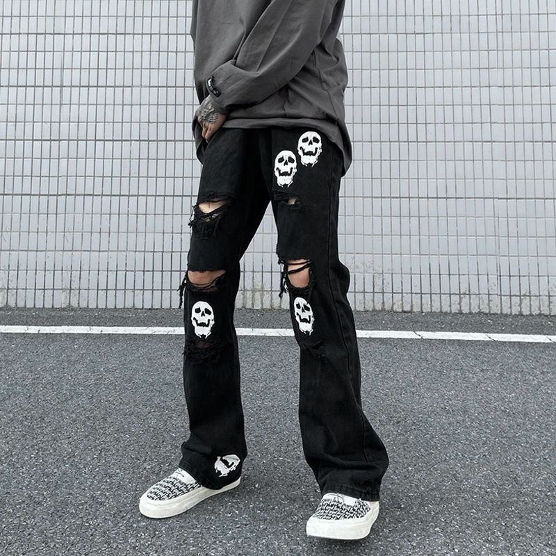 Y2K – jean déchiré rétro pour hommes et femmes, pantalon ample, avec micro-corne, tendance hip-hop, décontracté, nouvelle collection 2022