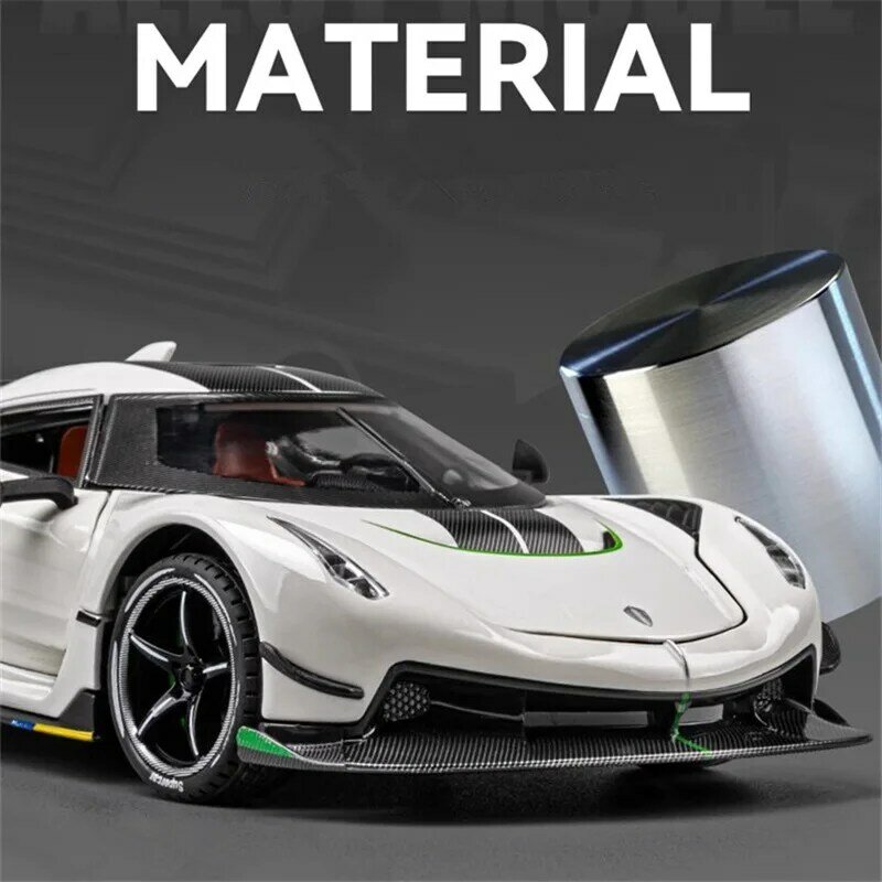 Модель спортивного автомобиля Koenigsegg Jesko из сплава в масштабе 1:24, модель литая металлическая Гоночная машина, имитация звука и фоторяда, детская игрушка в подарок