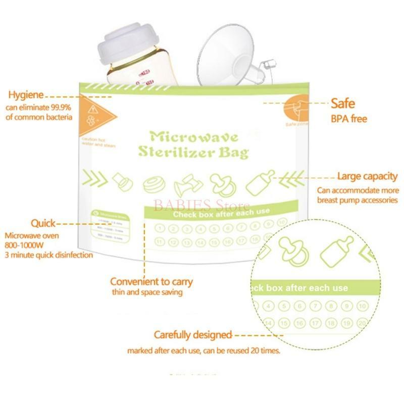 C9GB 범용 전자 레인지 살균기 가방, 아기 병 유방 펌프 액세서리 용 10pcs 전자 레인지 소독 가방 팩
