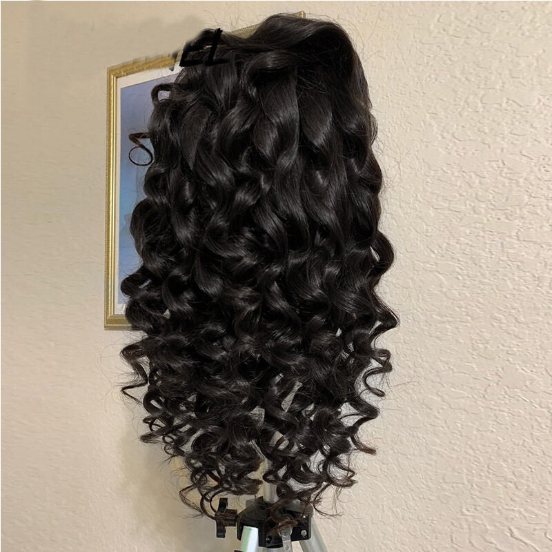 26inch Long Black Soft Kinky Curly 180Density Lace Front Wig For Black Women Babyhair Preplucked Heat Resistant Glueless Daily