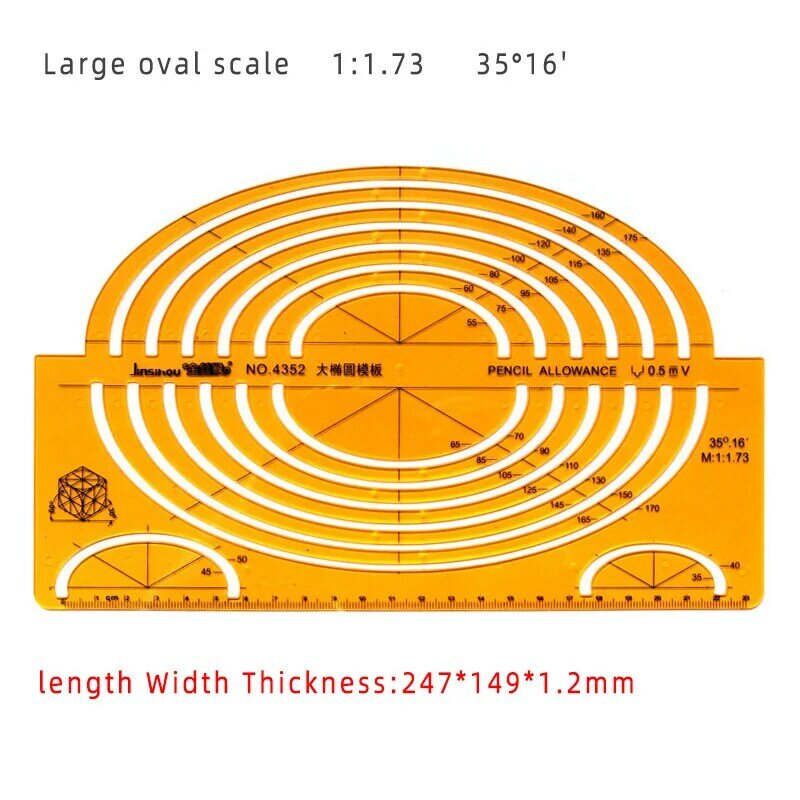Vorlage Mess lineal kreisförmiges ovales Lineal langlebiges k Harz Zeichnung Design Möbel Architekt Vorlage Zeichnen Lineal