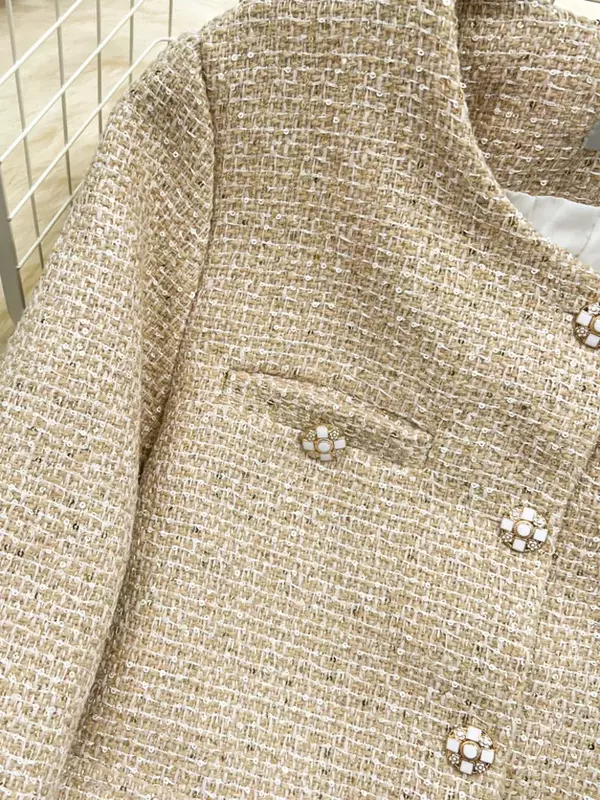 Herbst Winter elegante leichte Luxus Französisch Vintage kleinen Duft Tweed Jacke Mantel Frauen Promi Temperament kurze Outwear Tops