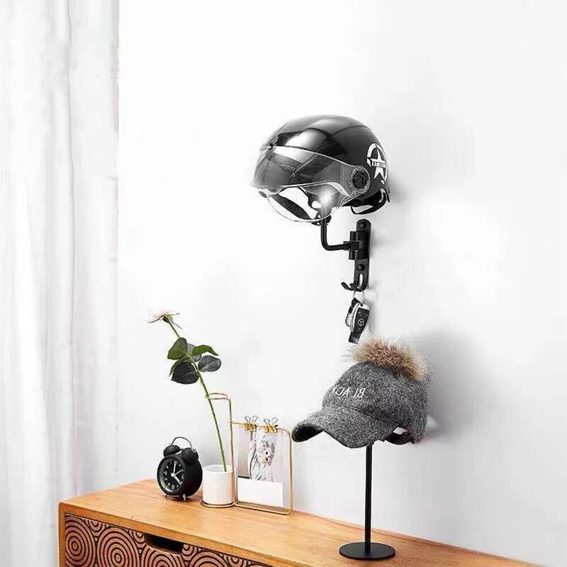 Organizers Wall Mounted Helmets Hook Multifunctional For Coats 180 Degree Rotation Motorcycle Helmets Frame Stable Durable Hats
