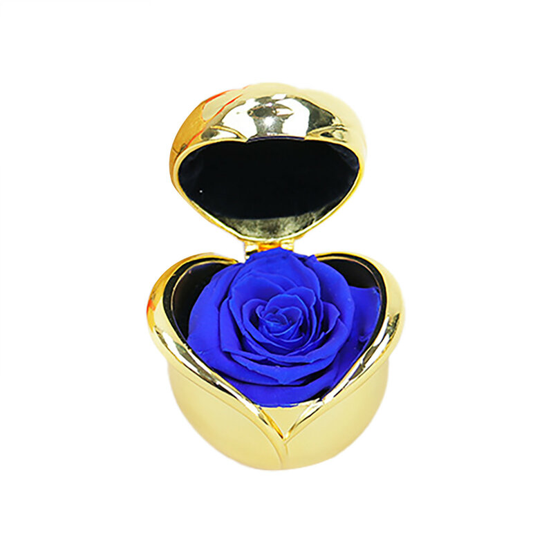 Kotak perhiasan bunga abadi, hiasan mawar tunggal logam kotak perhiasan kreatif kotak hadiah tinju ornamen natal kenang-kenangan