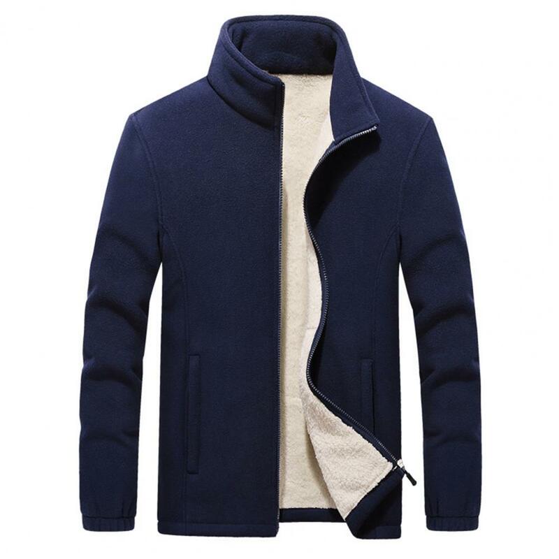 Male Plush Lined Thermal Jacket Coat Thickened Outwear Thermal Wool Liner Warm Jackets Zipper Placket Cardigan vestes куртки