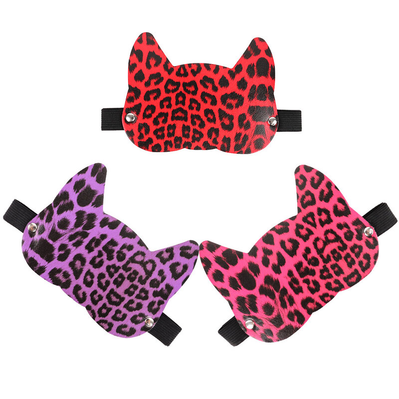Giocattoli del sesso della passione per flirtare per adulti Cute Cat Sleeping Eye Mask PU Leather Leopard Print Mask Light Tight puntelli per donne e coppie
