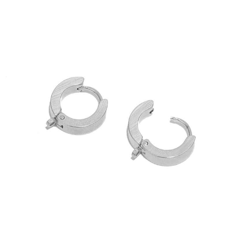 10Pcs Stainless Steel Flat Ear Stud Hooks With Loop Round Ear Post With Ring DIY Jewelry Punk Hiphop Earring Making Accessories