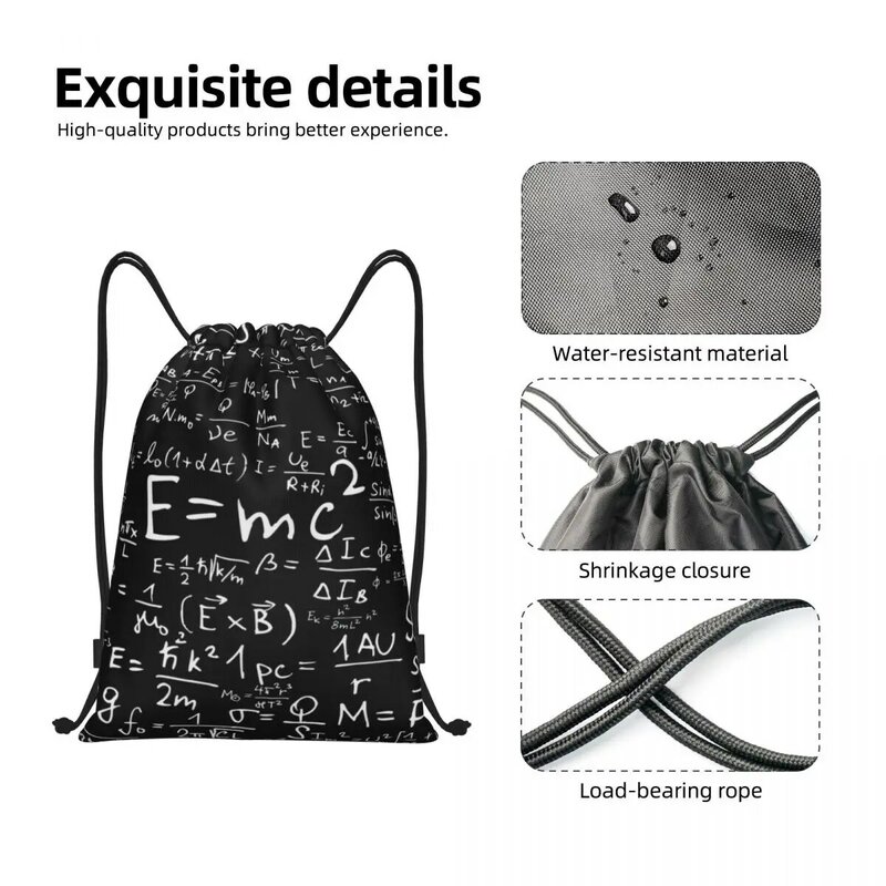 Custom Physics Equations Drawstring Bags para treinamento, mochilas de ioga para mulheres e homens, Geek Science Math Sports Gym Sackpack
