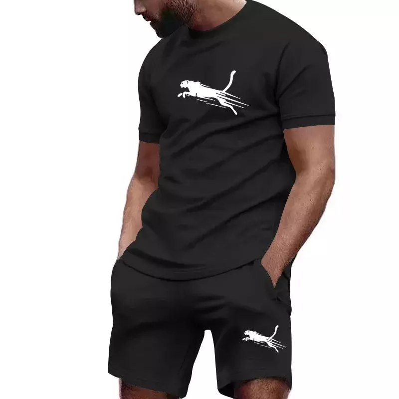 Hot Selling Zomer T-Shirt + Shorts 2-delige Set Voor Heren Casual Fitness Jogging Sportkleding, Hip-Hop Ademende Korte Mouwen Set