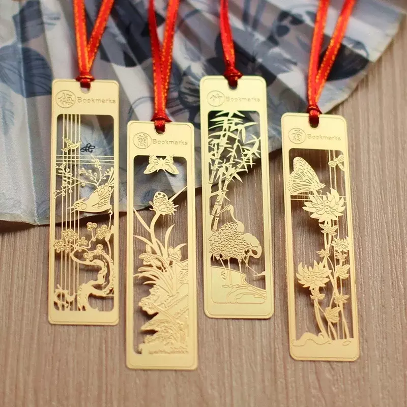 4 Pcs / Lot Metal Bookmark for Book Creative Item Gift Cute Kawaii Beautiful Chinese Style Vintage Exquisite  Random