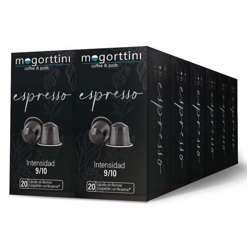 Эспрессо 12 коробок Mogorttini из 20 алюминиевых капсул. Совместим с Nespresso. 8436583660607 root start NESPRESSO могли espx12