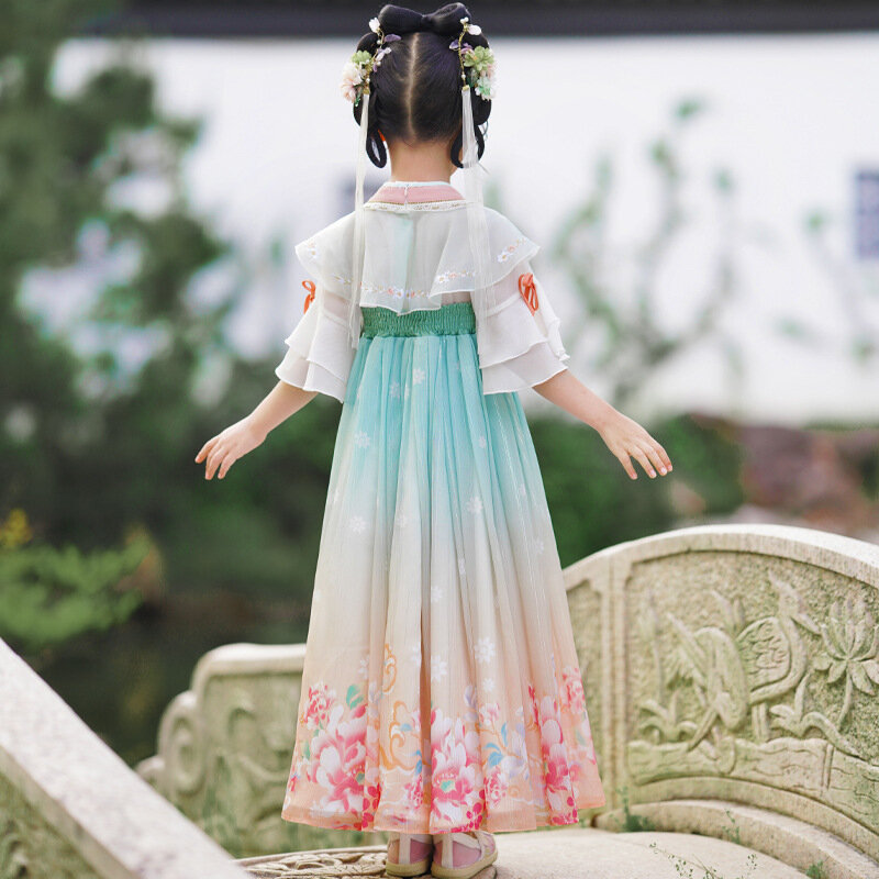 Traje de fada chinesa tradicional para meninas, vestido hanfu, cosplay tang, roupa de ano novo para crianças, estilo tang, fotografia