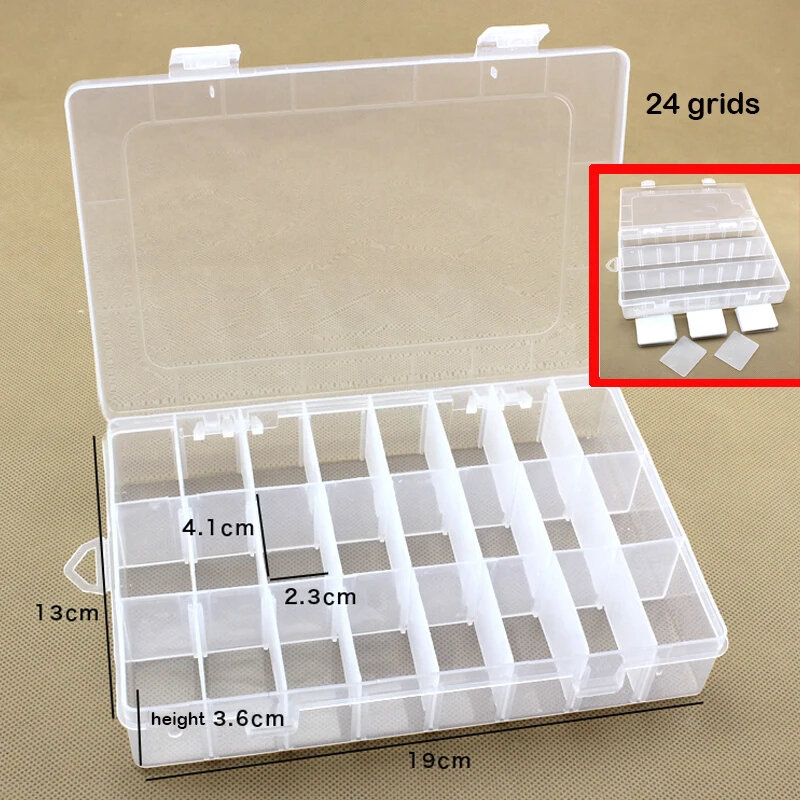 15กริดโปร่งใสพลาสติก Organizer ช่องปรับกล่องคอนเทนเนอร์สำหรับเครื่องประดับสี่เหลี่ยมผืนผ้ากล่องกรณี