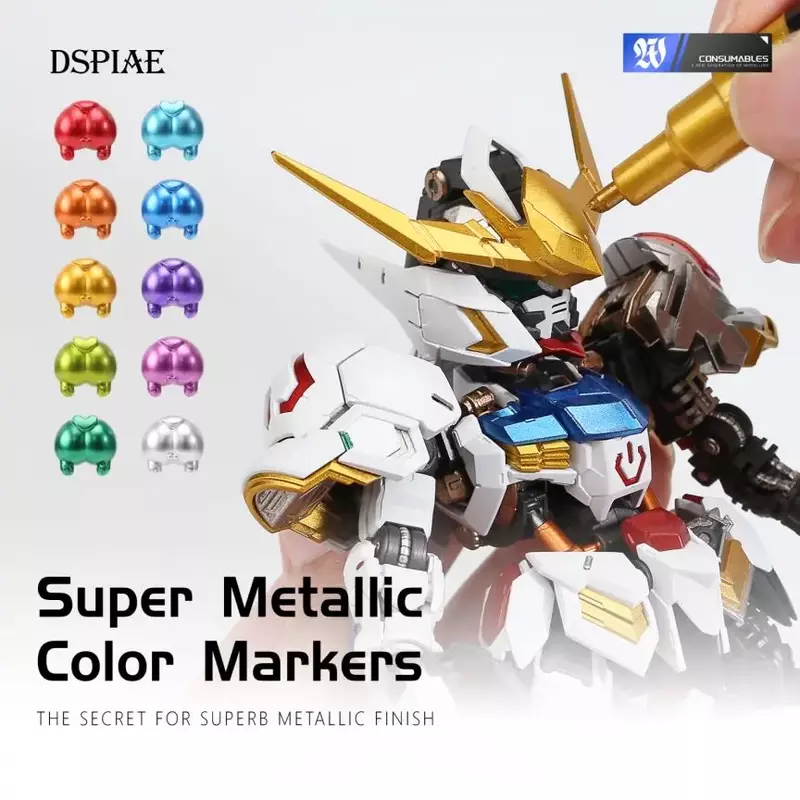 DSPIAE MKA spidol warna Super metalik untuk Gundam Mecha alat DIY hobi pembuatan Model 12 warna
