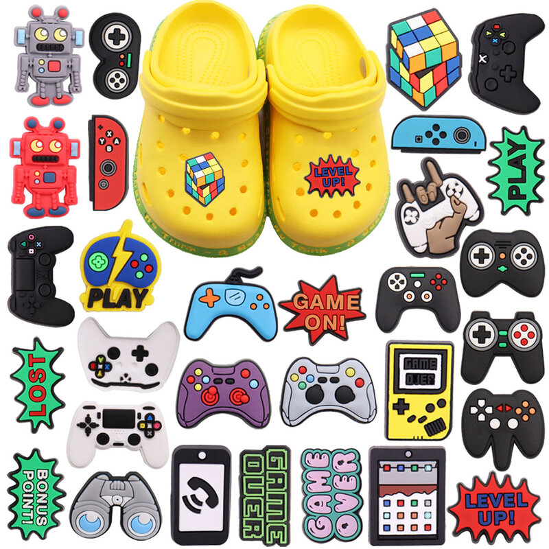 PVC Sapato Encantos para Gamepad, Robô, Telefone Móvel, Console de Jogos Fivela, Acessórios Decorações, Ornamento Botão, Presente do miúdo, Meninos, 1-30Pcs