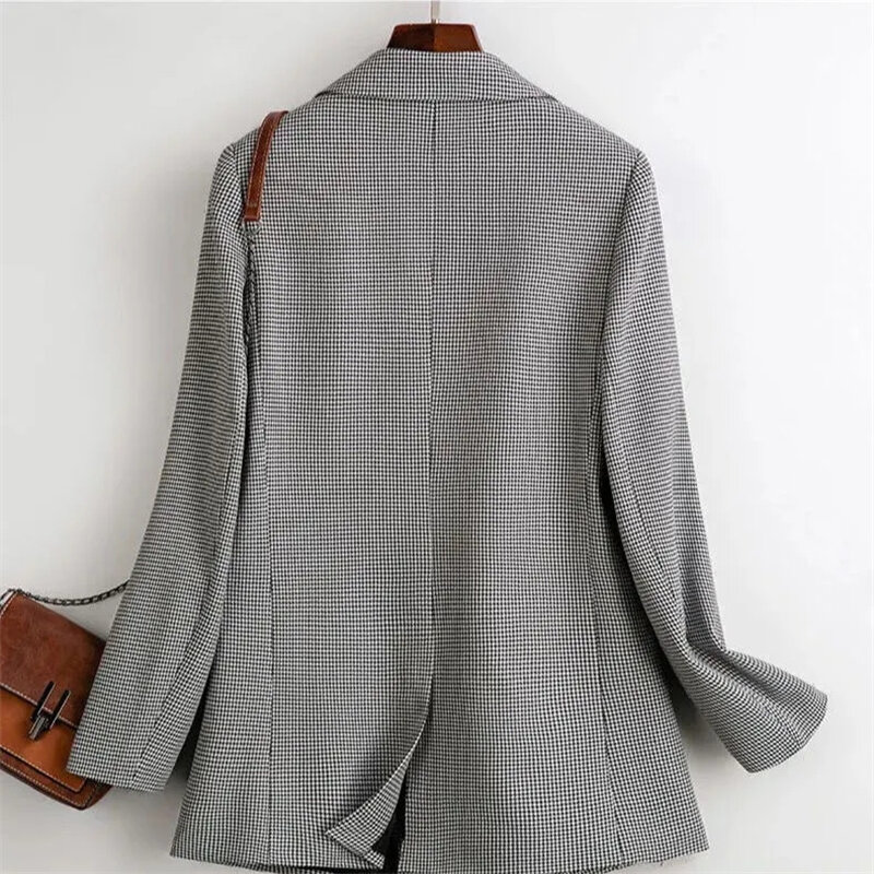 Women Blazer Jacket Spring Autumn Fashion Notched Long Sleeve Casual Elegant Slim Loose Buttons Office Work Suit Outwear