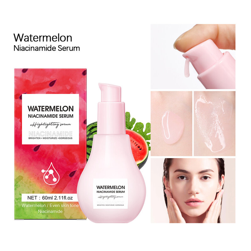 Watermeloen niacinamide gezichtsserum Nieuw gloeiend gezicht Hydraterende Whitening Druppels Huidvoedende anti-verouderingsvloeistof