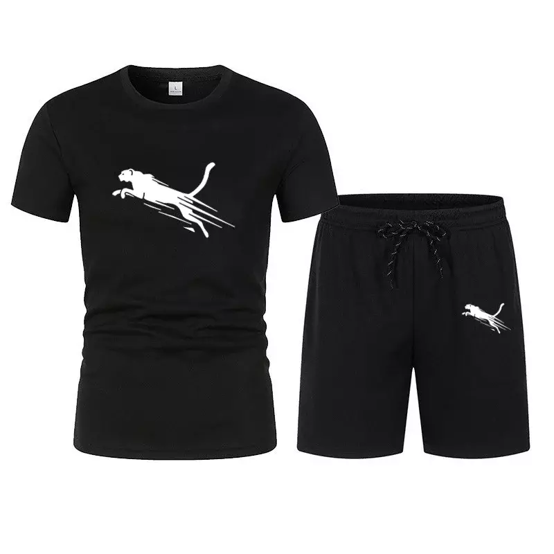 2024 Summer trend Men clothing short-sleeved T-shirt + five-point shorts 2-piece set tracksuit fashion jogging casual Men's sets