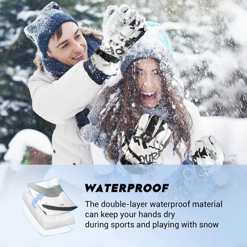 قفازات التزلج مقاوم للماء لمس قفازات الثلوج للرجال النساء على الجليد الشتاء الدافئ Weather البارد-30 درجة يندبروف الرياضة