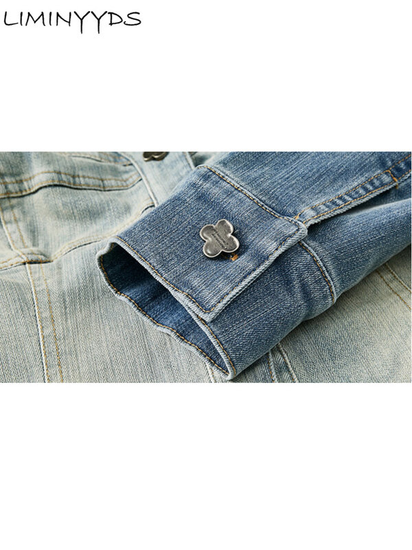 Camisa jeans design jaqueta sensação de minoria camisa com fora do ombro camisa início da primavera blusa feminina