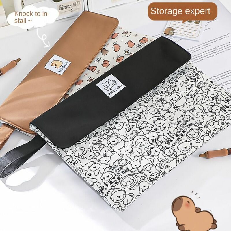 1 PCS A4 Size Capybara File Folder Large Capacity Storage Bag Cartoon Dog Test Paper Organizer For Students