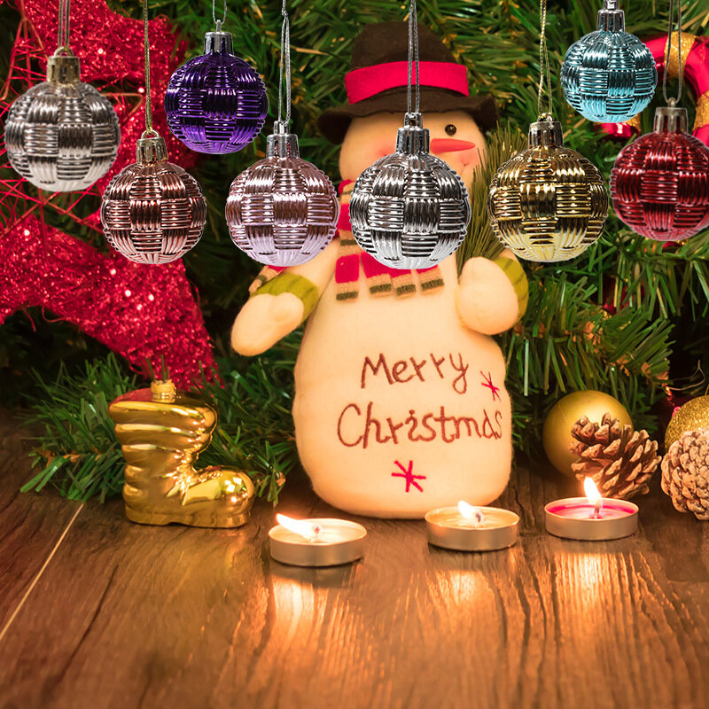 6 Stuks 4Cm Kerstbal Ornamenten Kerstboom Opknoping Hanger Decoratie Voor Vakantie Ambachten Navidad Nieuwjaarsfeest Geschenk Home Decor