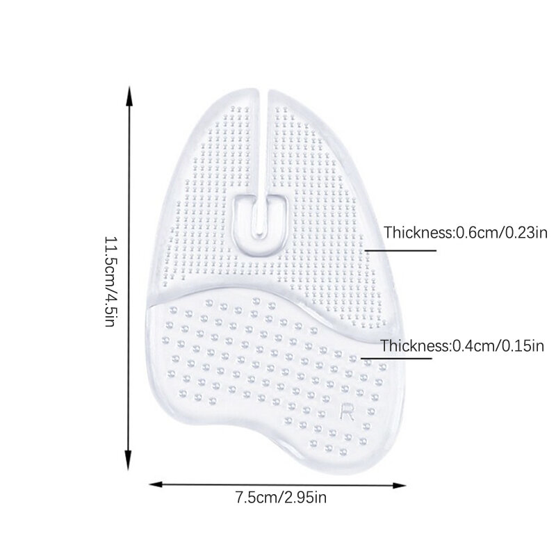 Transparente Anti-Slip antepé inserções, sapato Pads, Flip Flops, sandálias Almofadas Pad, Toe protetores, 1 par