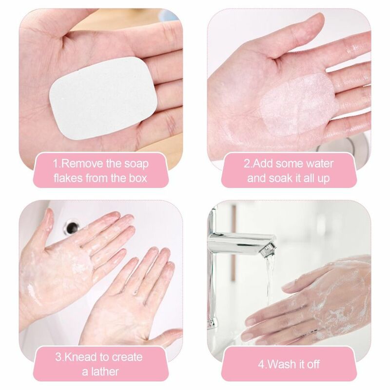 Sabun cuci tangan sekali pakai anak, 20 buah lembar sabun portabel pembersih perjalanan nyaman kertas sabun Mini