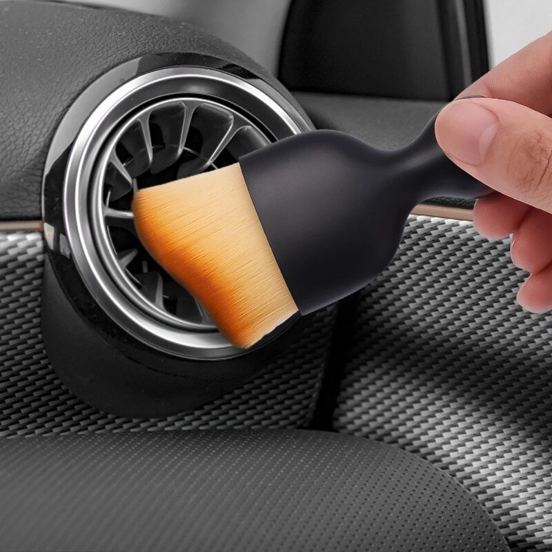 Interior do carro Soft Fur Escova de limpeza, condicionador, saída de ar, escovas limpas com conchas, fenda remoção de poeira, detalhando ferramentas escova