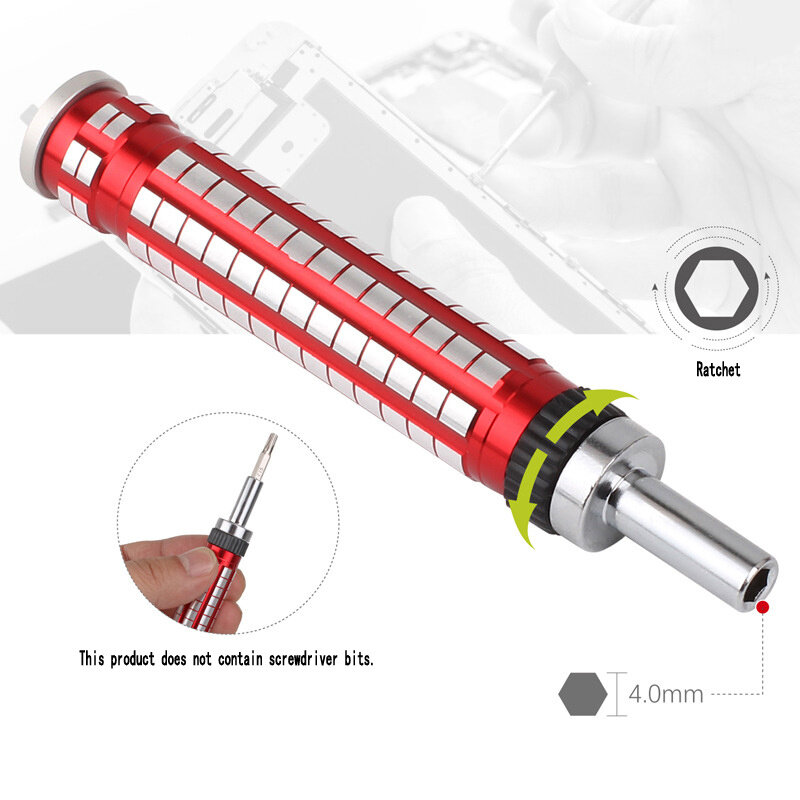 Hi-Spec Mini Precision Screwdriver Bit Holder 4mm Magnetic Screwdriver Bolt Driver Handle Zinc Alloy Steel Ratchet Screw Driver