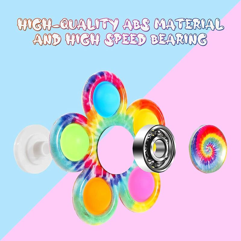 Tie Dye ง่าย Fidget Spinner Pops นิ้วมือของเล่นของเล่น Push Bubble Hand Spinner สำหรับ ADHD ความวิตกกังวลความเครียด Relief Sensory Gifs สำหรับเด็ก