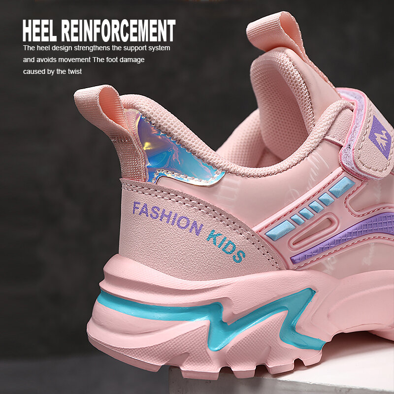 Sneaker anak-anak, sepatu anak perempuan, Sneaker KULIT rata, sepatu merah muda untuk anak perempuan, olahraga, lari, Sneaker tenis, kasual