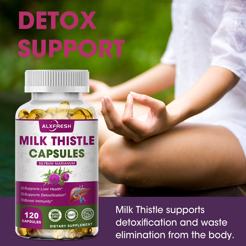 Organic Milk Thistle Extract 1000mg Capsules & Dandelion Silybum Marianum for Liver Health Supports Liver Function Non-GMO Vegen