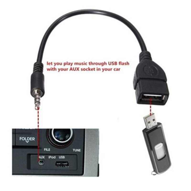 자동차 Aux 변환 Usb 케이블 플레이어, MP3 오디오 케이블, 3.5mm 오디오 라운드 헤드, t자형 플러그, U 디스크 휴대용 케이블에 연결