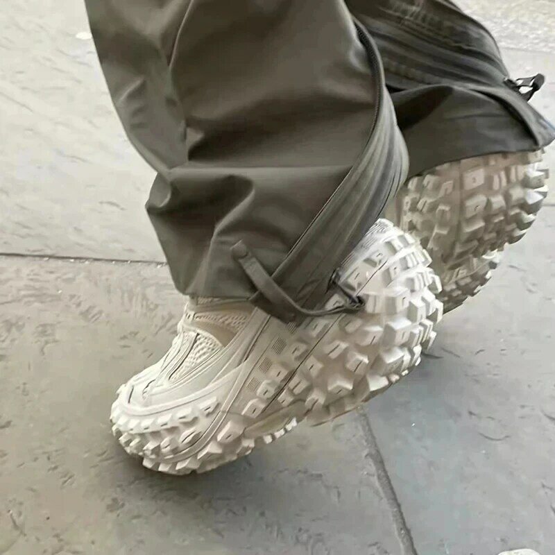 Zapatillas deportivas de malla para hombre, zapatos informales transpirables de suela gruesa con suela gruesa para caminar con papá mayor, estilo París, 2024