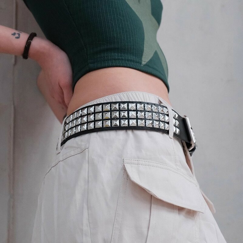 Rivet metal belt, Korean version of punk style hardware belt