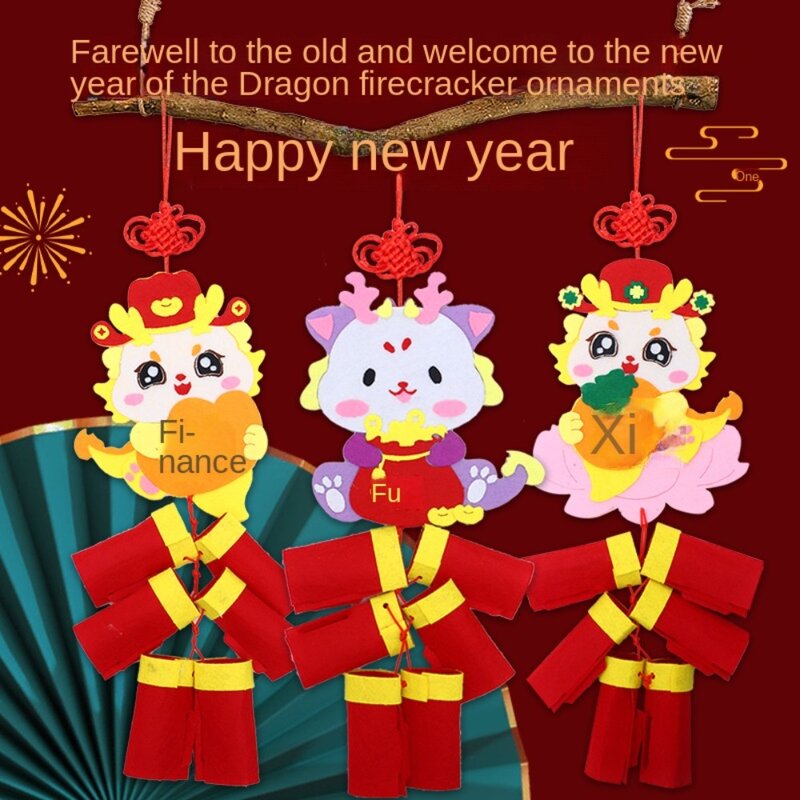 Pendentif motif dragon du nouvel an chinois avec ULde confrontation, jouet fait main bricolage, décor d'ornements du festival du printemps, 2024